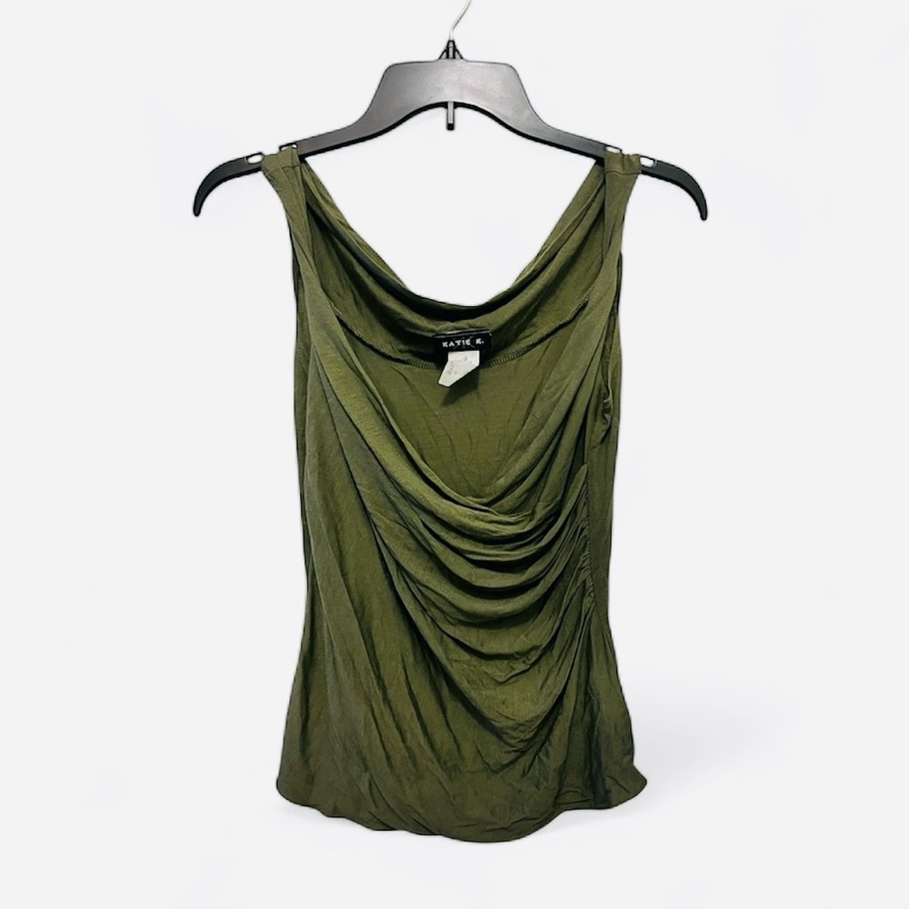 Katie K Olive Draped Camisole Tank Top